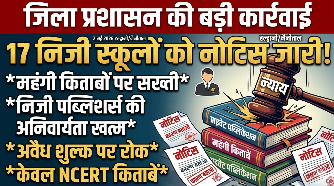 बड़ी कार्रवाई: हल्द्वानी-नैनीताल के 17 स्कूलों को नोटिस, महंगी किताबों और अवैध फीस पर जिला प्रशासन का डंडा