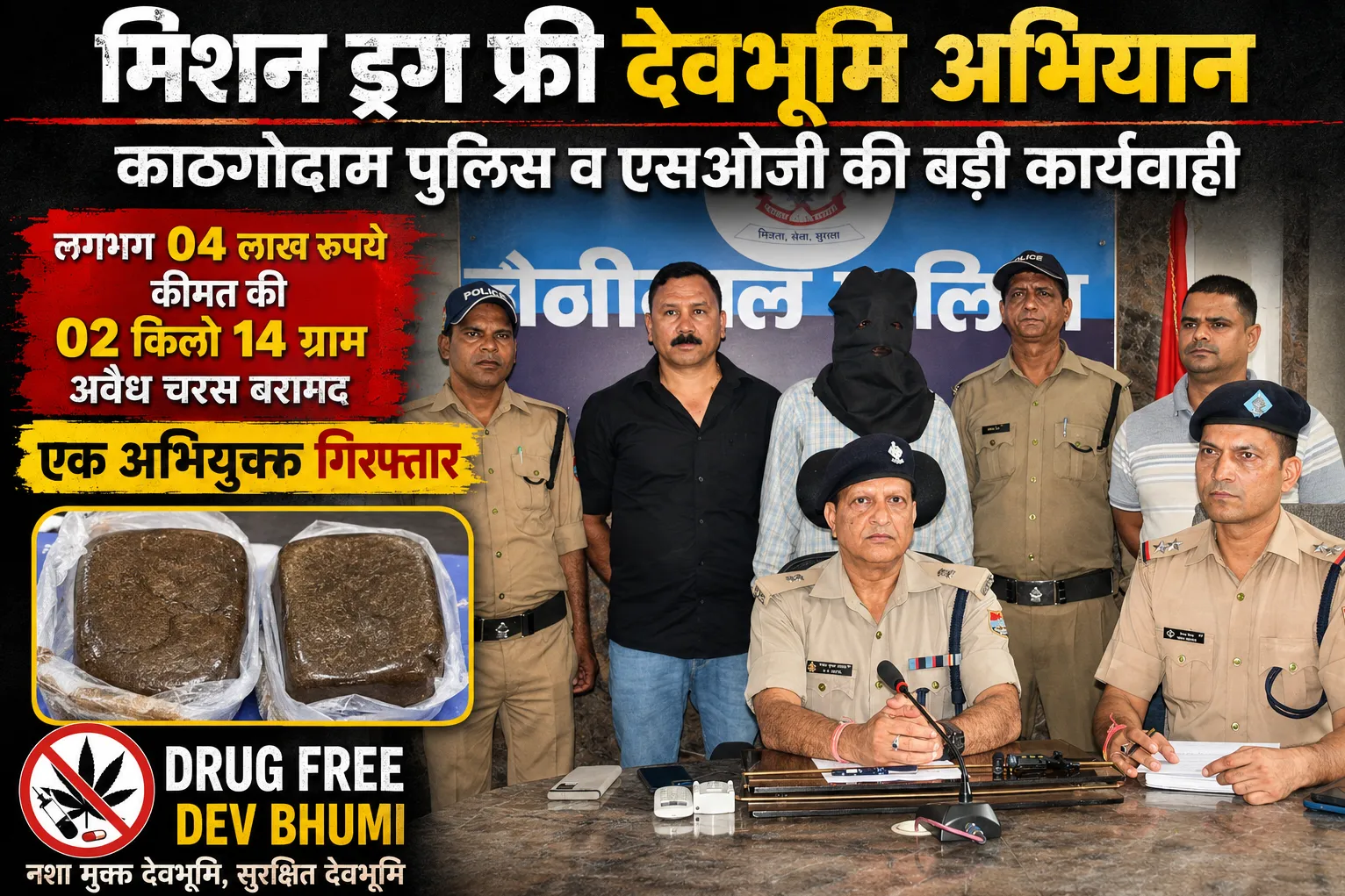मिशन ड्रग फ्री देवभूमि अभियान के तहत काठगोदाम पुलिस की बड़ी कार्रवाई