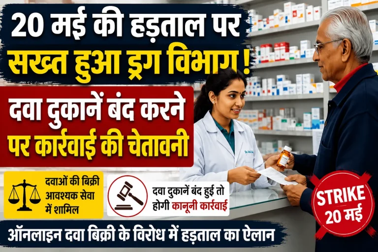 20 मई की प्रस्तावित हड़ताल पर सख्त हुआ ड्रग विभाग, दवा दुकानें बंद करने पर कार्रवाई की चेतावनी
