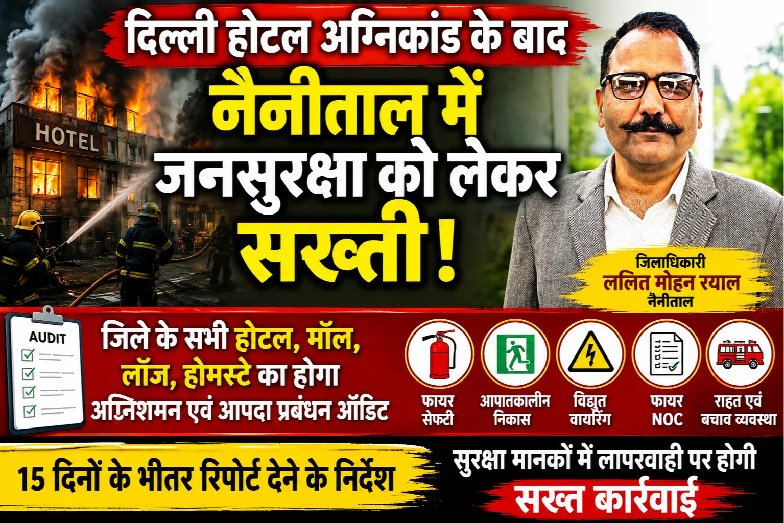 दिल्ली होटल अग्निकांड के बाद नैनीताल प्रशासन अलर्ट, होटल-होमस्टे का होगा फायर सेफ्टी ऑडिट