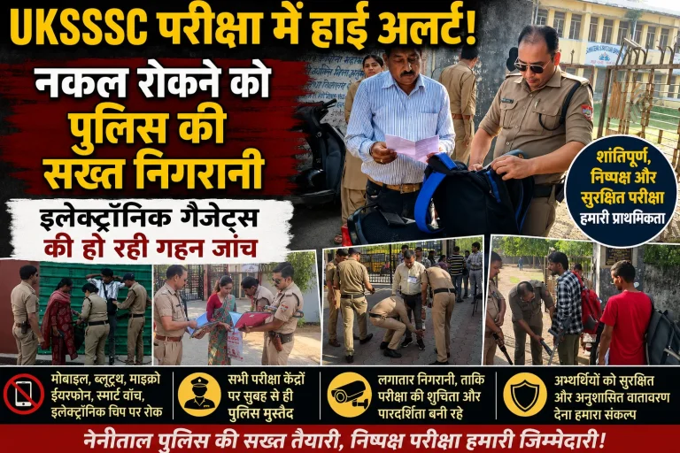 UKSSSC परीक्षा में हाई अलर्ट: नकल रोकने को पुलिस की सख्त निगरानी, इलेक्ट्रॉनिक गैजेट्स की हो रही गहन जांच