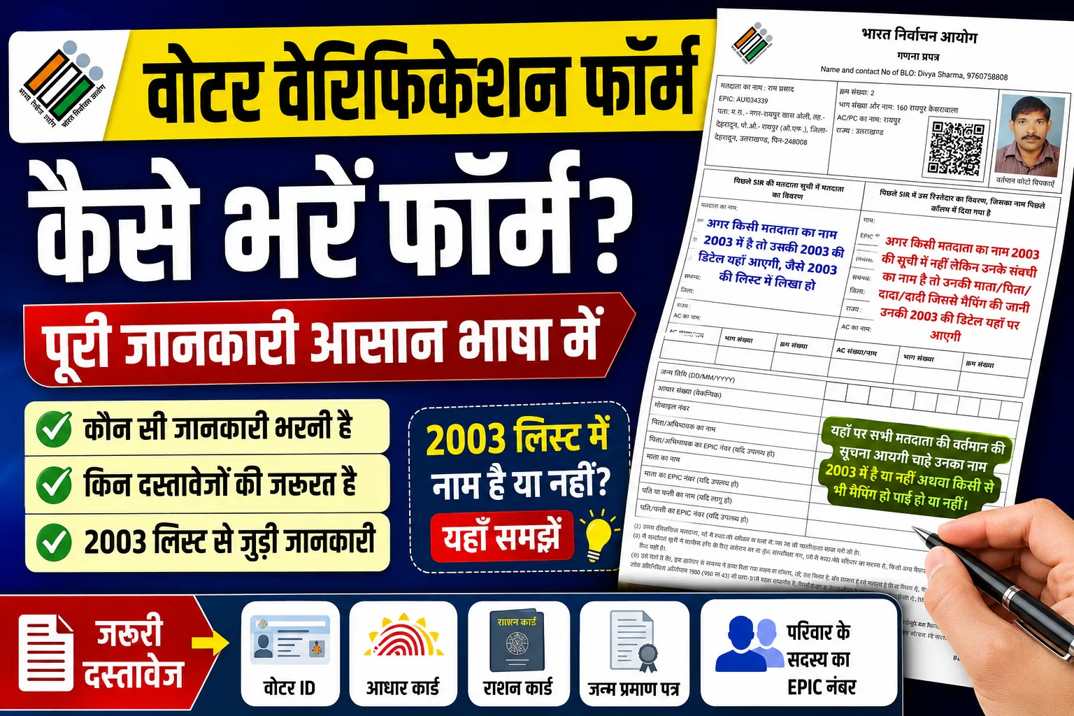 वोटर वेरिफिकेशन फॉर्म को लेकर जरूरी जानकारी, ऐसे भरें फॉर्म और रखें ये दस्तावेज तैयार
