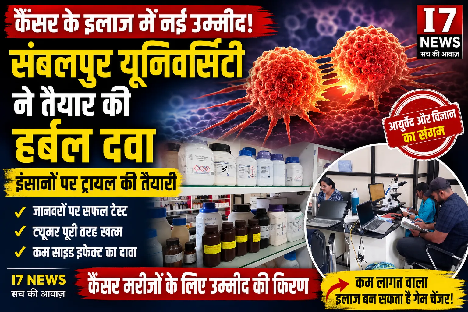 कैंसर के इलाज में नई उम्मीद: संबलपुर यूनिवर्सिटी ने तैयार की हर्बल दवा, इंसानों पर ट्रायल की तैयारी