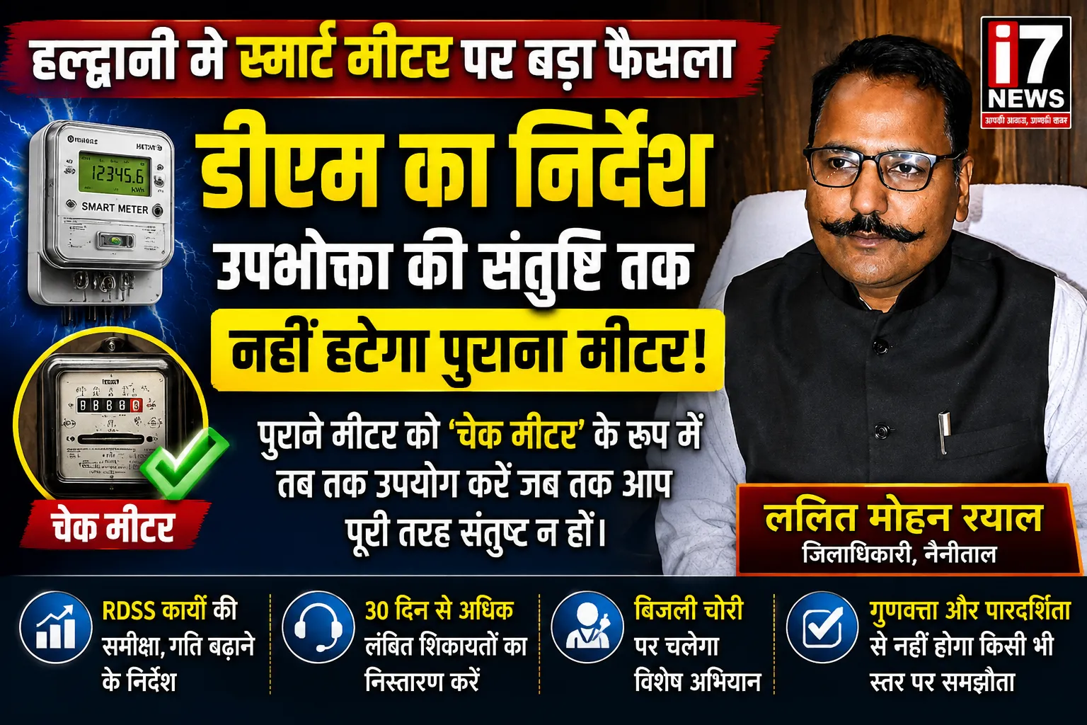स्मार्ट मीटर पर डीएम का बड़ा फैसला उपभोक्ता की संतुष्टि तक नहीं हटेगा पुराना मीटर चेक मीटर के रूप में रहेगा चालू