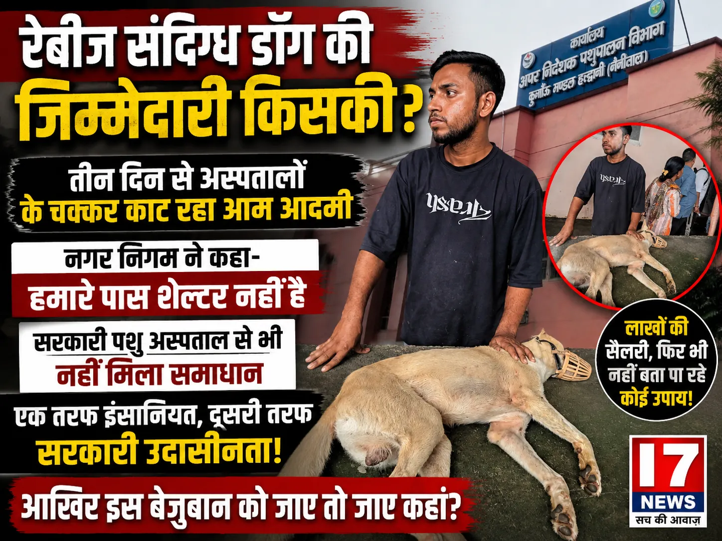 तीन दिन से अस्पतालों के चक्कर काट रहा आम आदमी, रेबीज संदिग्ध स्ट्रीट डॉग की जिम्मेदारी लेने को तैयार नहीं व्यवस्था